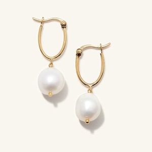 Organic Pearl Hoop Earrings